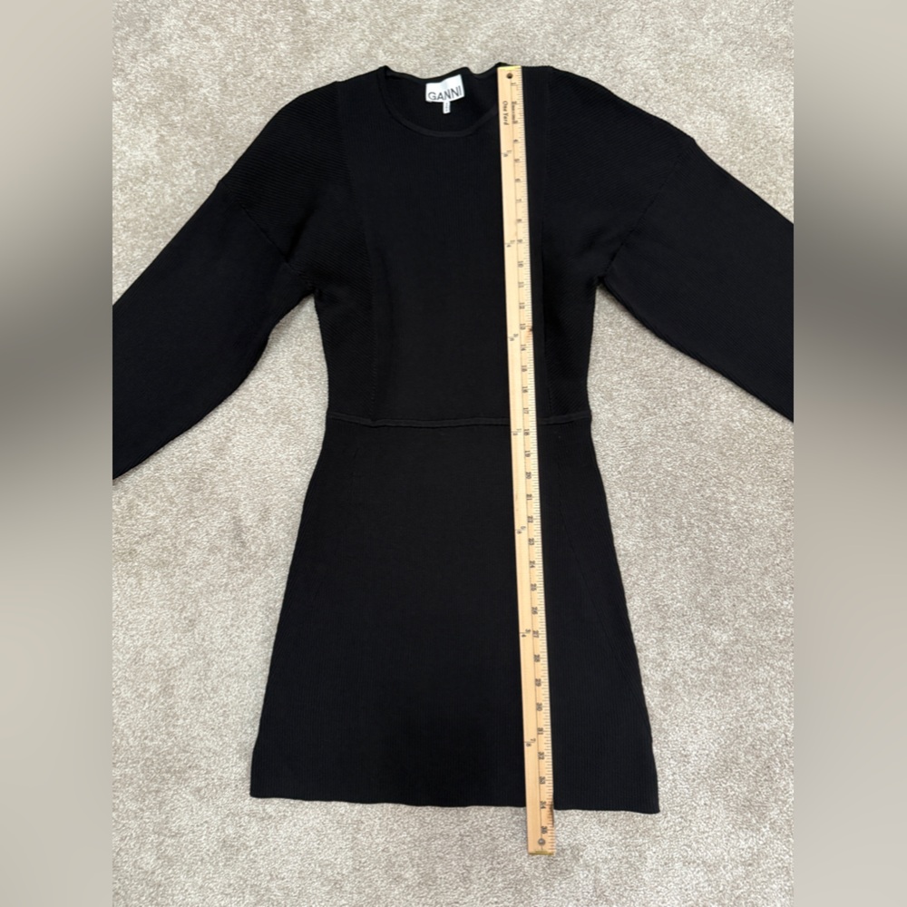 Ganni - Black Knit Dress with Balloon Sleeve - size Medium - LIKE NEW - Picture 7 of 16